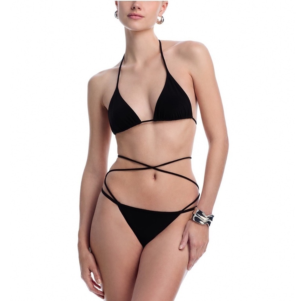 Norma Kamali Black Criss Cross Bikini Top & Bottom Set Size Medium